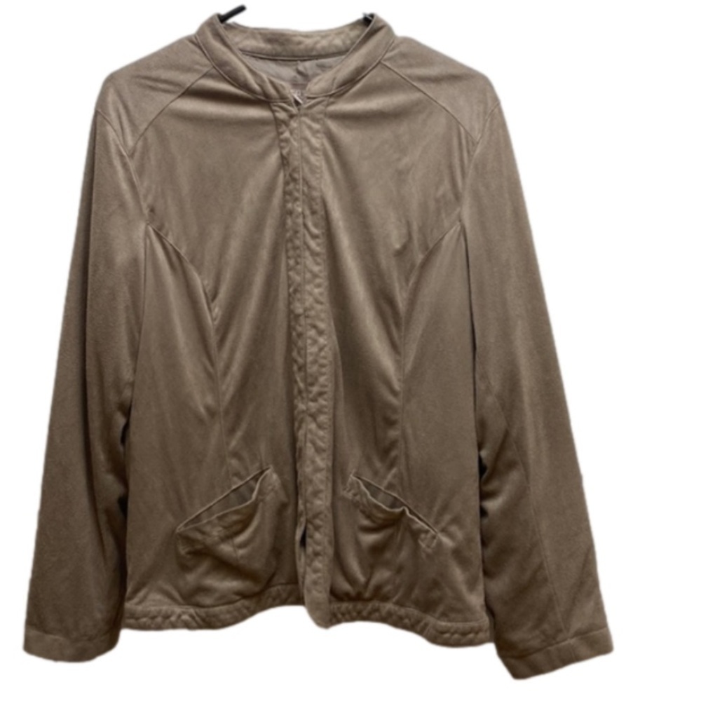Chicos size large long sleeve button up jacket suede cardigan size 2